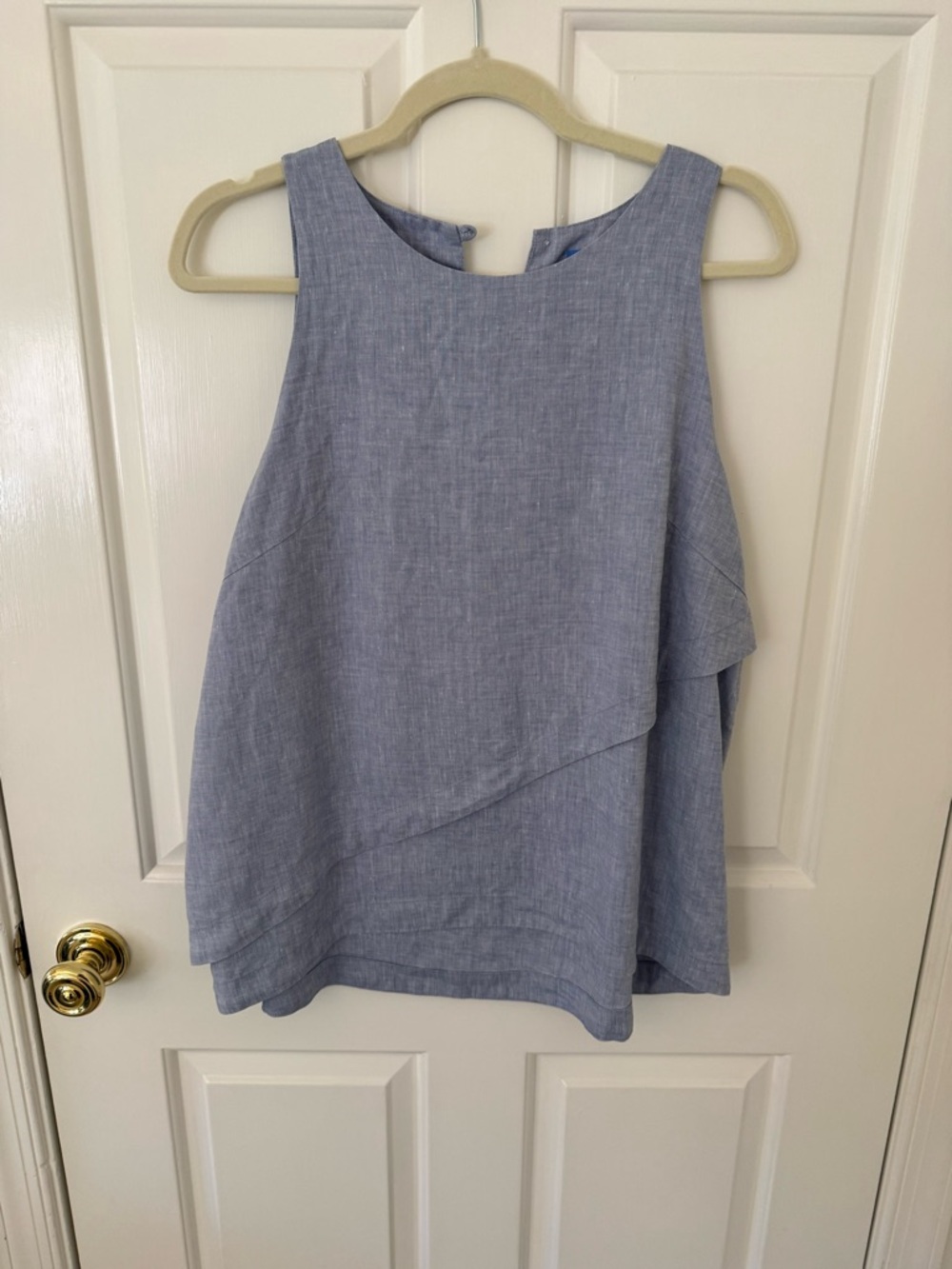 Alice Walk Sleeveless Layered Linen-Blend Tank Top - Light Blue Size Medium